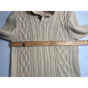 Guess Los Angeles Womens Cream Cable Knit Mock Neck Button Sweater Size M thumbnail 8