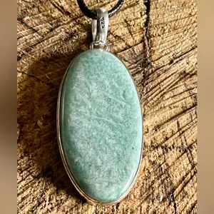 Oval Green Amazonite Pendant 2 1/4” thumbnail 2