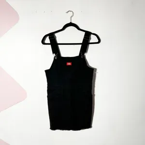 Dickies Overall Dress Womens Small Black Pinafore Jumper Cotton Goth thumbnail 2
