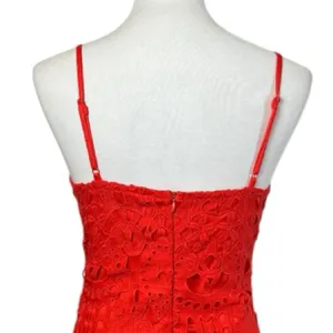 Lulus Mini Dress Lace Crochet Bodycon Spaghetti Strap Coral Women’s Size Small thumbnail 10