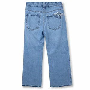 Hollister Y2K Low-Rise Super Baggy Floral Embroidered Medium Wash Jeans 30 Long thumbnail 7