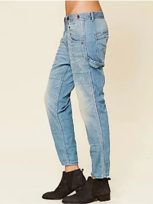 Free People Boyfriend Carpenter Jeans Aquamarine 25 thumbnail 2