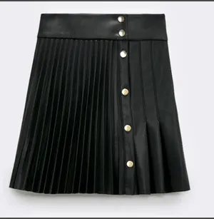 ZARA black pleated leather skirt thumbnail 5