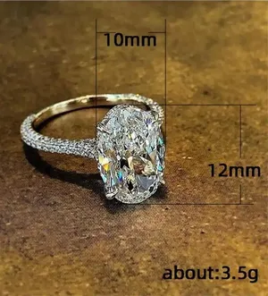 925 Oval Ring Diamond 3ct Single Solitaire Diamond Engagement thumbnail 5