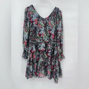 Cinq à Sept Women's Lewis‎ Long Puff Sleeves Floral Georgette Mini Dress Blue 0 thumbnail 5