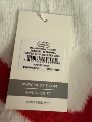 Mud Pie White Crewneck Sweater with Red Bow Detail thumbnail 8
