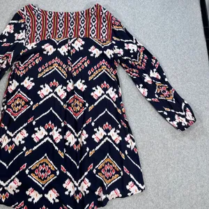 Roxy High Low Tunic Blouse Size Small 3/4 Sleeve Blue/Orange Southwestern thumbnail 12