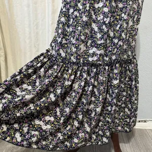 Cottagecore Metrowear Women's Midi Skirt Sz M Floral Lined Tiered‎ Elastic Waist thumbnail 6