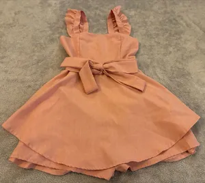 Women’s SHEIN Peach Ruffle Shorts Romper with Waist Tie Size Small thumbnail 1