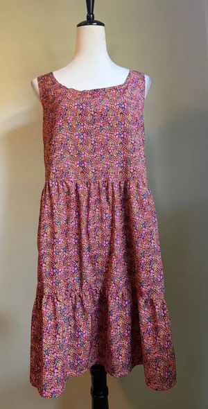 Pacific‎ Trail Floral boho Babydoll mini Dress Burgundy Pink whimsi beach dainty thumbnail 1