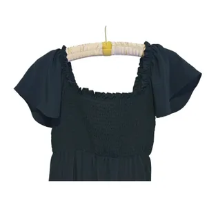 Kaileigh Womens Maternity A-Line Maxi Dress XS Black Cottage Boho Milkmaid thumbnail 5