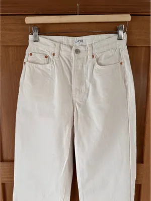 Parke Wide Leg Relaxed Jeans Raw Hem Button Fly White Wash Women’s size 25 thumbnail 4