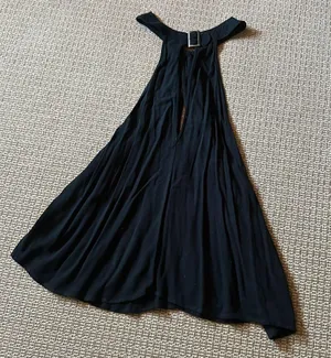 Free People medium m black flowy tank top keyhole front buckle at neck hot NWOT thumbnail 4