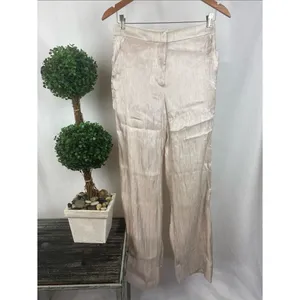 H&M Tan Shiny Metallic Trouser Pants 4 NEW thumbnail 2