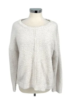 Studio B By Bobeau White Textured Knit Sweater Cozycore Loungewear Size XL thumbnail 1
