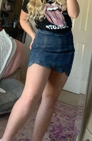 Altar'd State Scalloped Denim Skirt thumbnail 1