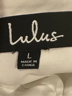 LULU’s Plunge V-Neck White Lace High-Low Sequins Floral Cocktail Party Dress L thumbnail 6