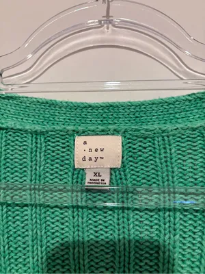 A new day ribbed button front v neck cardigan Kelly green size‎ XL thumbnail 3