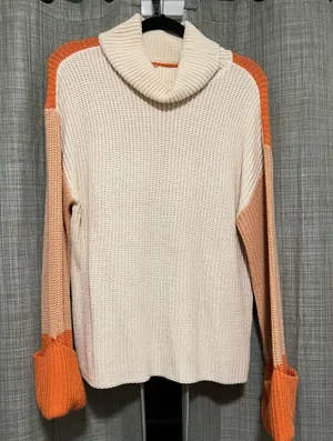 Kori Cream and Orange Turtleneck Sweater thumbnail 1