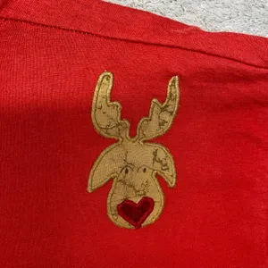 Vintage Fruit of the Loom Shirt‎ XL Red Christmas Santa Reindeer Applique USA thumbnail 9