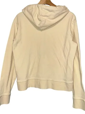 Pact Women’s Size S Cream Ivory Waffle Thermal Knit Hoodie Sweatshirt thumbnail 2