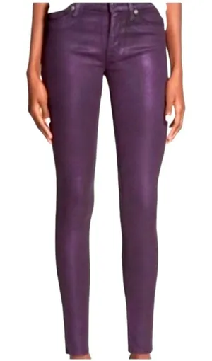 American Eagle Purple Coated High Rise Jeggings Size 8 Y2K Grunge thumbnail 1