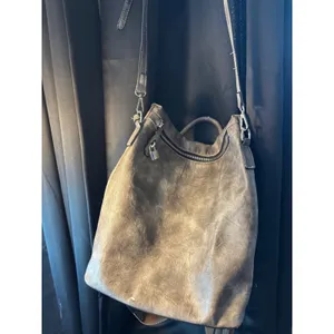 Gray Distressed Vegan Leather Convertible Backpack Shoulder‎ Bag Silver Padlock thumbnail 13