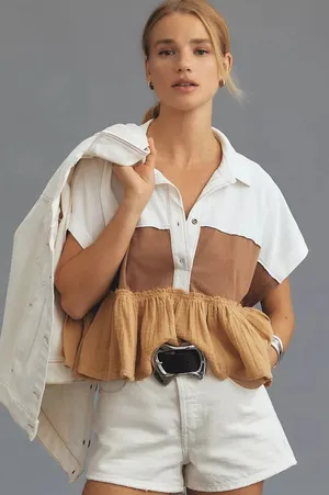 Anthropologie Pilcro Bonfire Rugby Top thumbnail 1