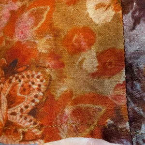 Desigual Womens-XL Paisley Ruffle Tie Neck Long Sleeve Blouse Orange Brown Boho thumbnail 11