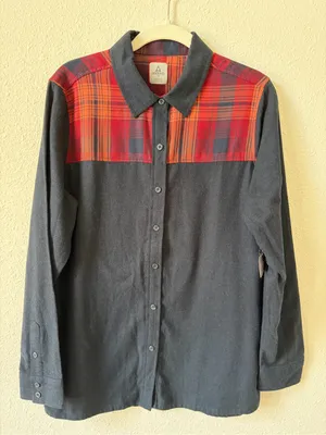 Ascend Flannel Patchwork Button Up Shirt Size Medium Western Outdoors Unisex Blue thumbnail 1