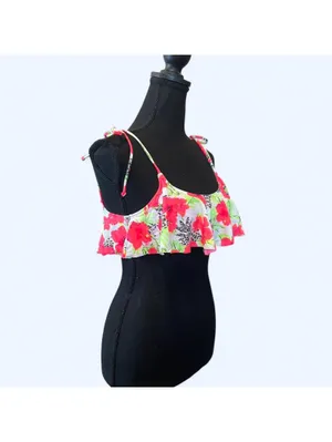 Vintage Y2K Victoria’s Secret PINK floral leopard ruffle bikini top XS NWT thumbnail 4