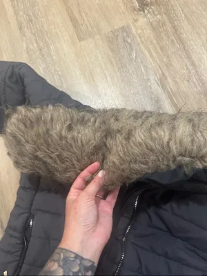 Black Quilted Puffer Coat with Faux Fur Hood thumbnail 2