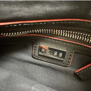 Reiss Arleta Black Leather Envelope Clutch With Pink Trim‎ and Silver Clasp thumbnail 4