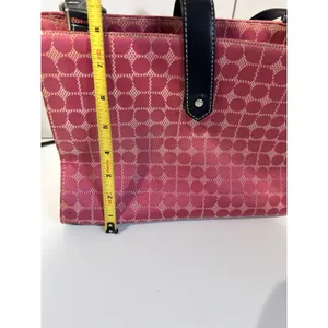 Kate Spade‎ Vintage Pink Logo Print Handbag Purse Black Trim 1 thumbnail 12