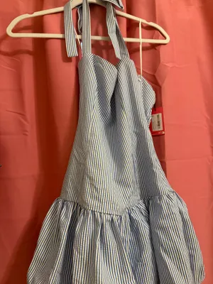 Edikted striped halter dress blue and white thumbnail 3