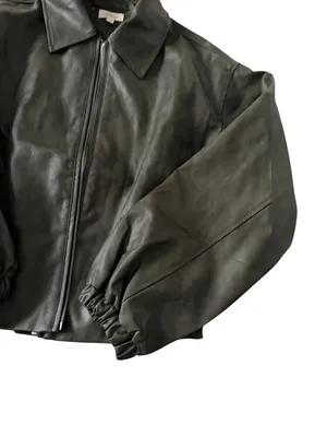 ELAN Olive Green Faux Leather Jacket Sz L NEW NWOT thumbnail 4
