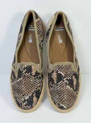 Clarks‎ Collection Womens Snake Print Espadrille Slip On Flats Brown Tan Size 7 thumbnail 1