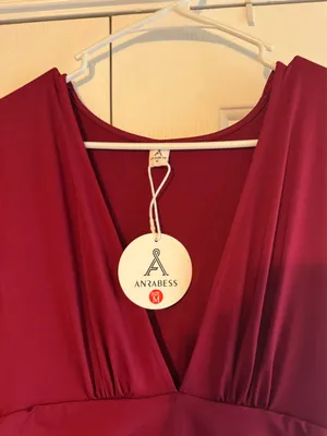 Maroon V-Neck Dress Amazon thumbnail 5