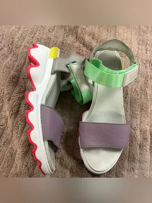 Sorel Kinetic Women’s Colorblock Sandal in Lime Green and Lavender SZ:8.5 thumbnail 2