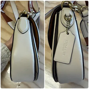 Coach Beat Saddle Bag Crossbody Ivory Leather 2 Straps Original & Guitar thumbnail 6