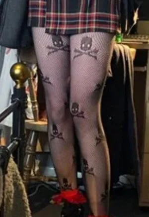 Skull Halloween Mesh Fishnet Tights New thumbnail 8