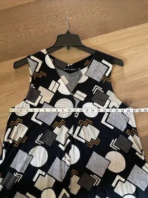 Gudrun Sjodén Sleeveless Black Midi Dress With Abstract Geometric Print Size L thumbnail 7