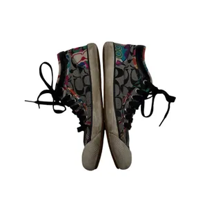 Coach Zoe Poppy Signature High‎ Top Sneakers 7B Black Gray Multi Monogram Y2K thumbnail 8