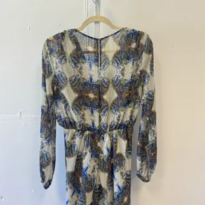 Twelfth Street by Cynthia Vincent Boho Floral Paisley Wrap Maxi Dress Blue Beige thumbnail 7
