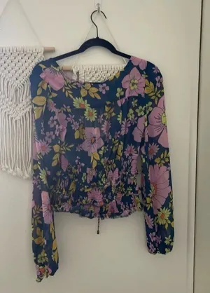 Free People Balconette Floral Smocked Peasant Top NWT Boho Long Sleeves thumbnail 3