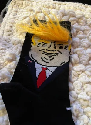 Unisex Americana Donald Trump Orange Hair Navy Red Funny Socks Long Crew Socks thumbnail 2