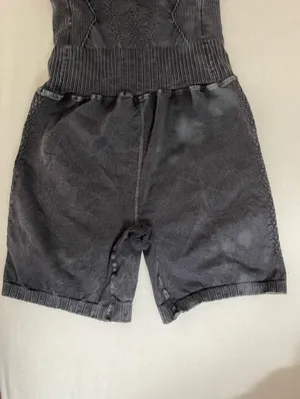 Free People Good Karma High Neck Runsie Ice Black Wash Romper Size M thumbnail 9