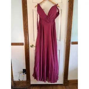 Chiffon Maxi Dress Formal Gown‎ Bridesmaid Dress Sleeveless Purple thumbnail 5