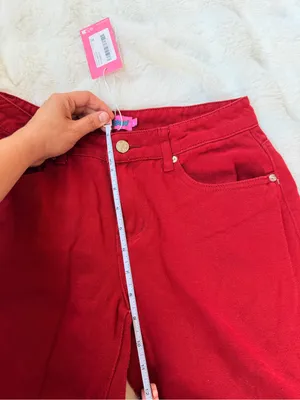 Edikted Deep Red Low -Waist Jeans thumbnail 4