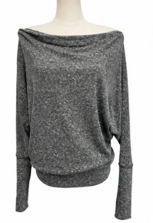 We The Free Gray Marled Off-Shoulder Dolman Top — Size Medium thumbnail 1
